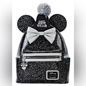 Disney Loungefly Minnie Mouse New Year Mini Backpack w/Removable Party Hat